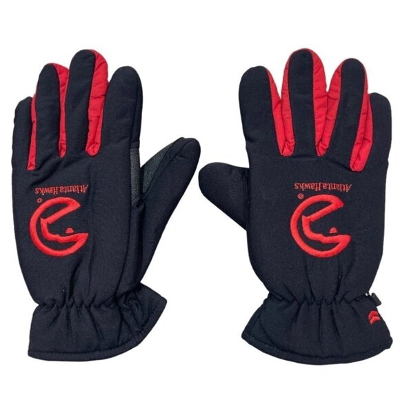 ATLANTA HAWKS Men's Black Red Gloves Small/Medium Winter‎ Gear Thinsulate Logo - Picture 1 of 15